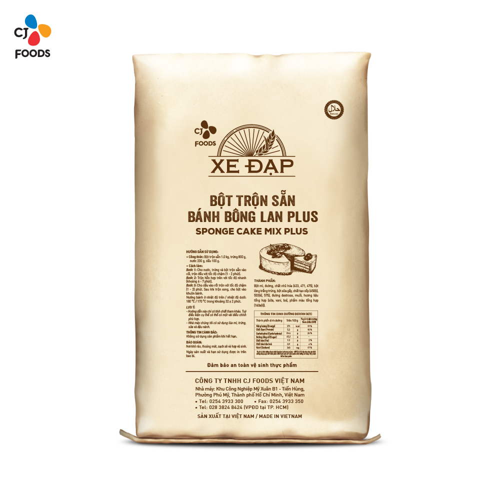 Bột Trộn Sẵn Bánh Bông Lan Plus Xe Đạp - 10 kg