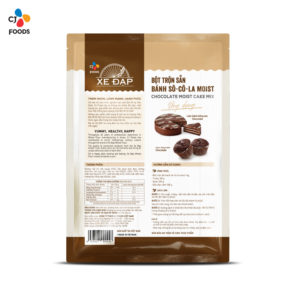 Bột Trộn Sẵn Sô-Cô-La Moist CJ Xe Đạp