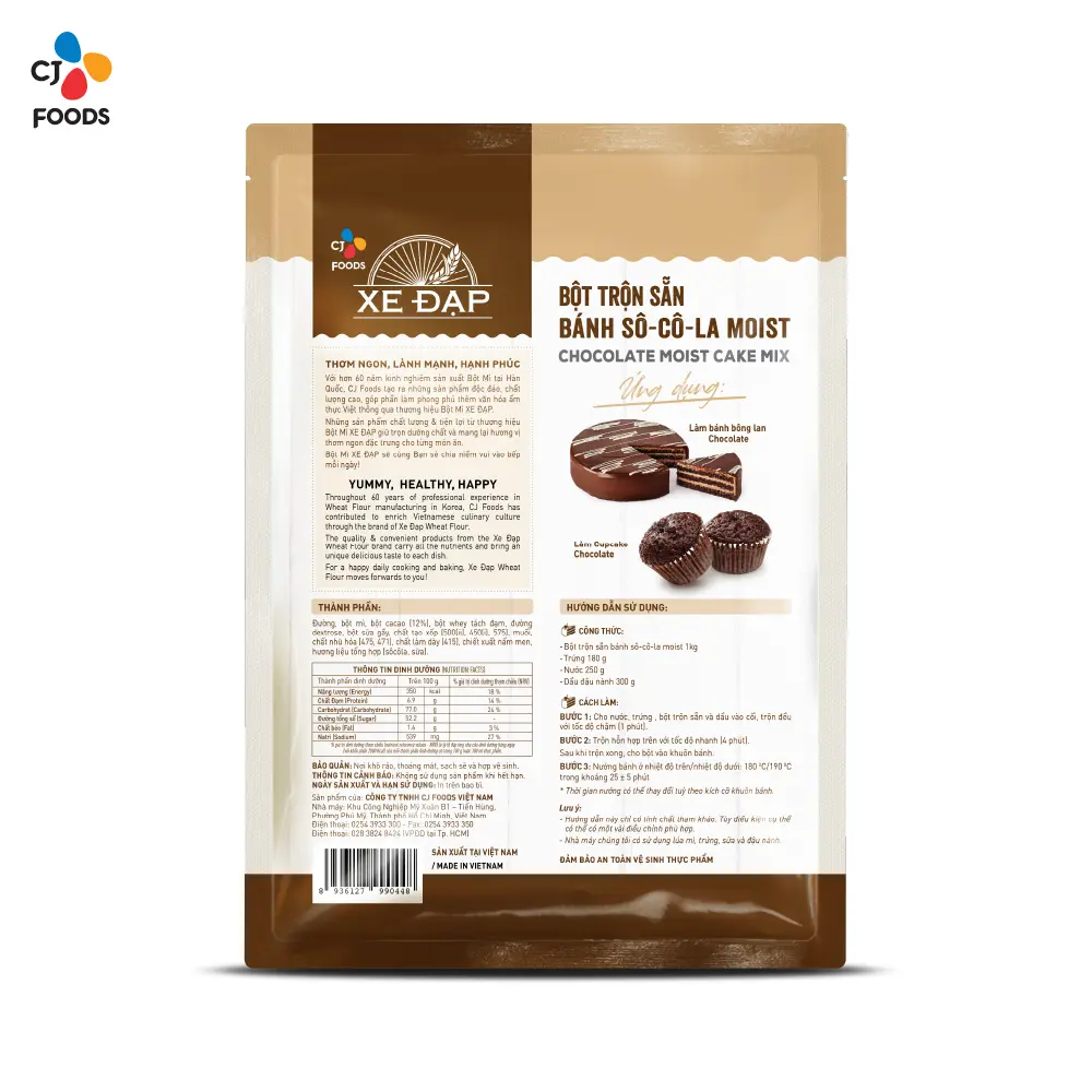 Bột Trộn Sẵn Sô-Cô-La Moist CJ Xe Đạp