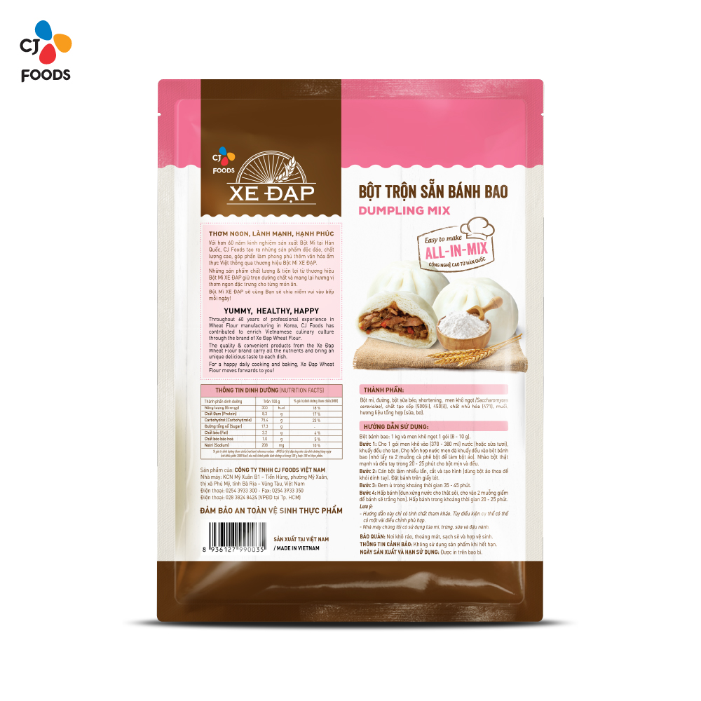 Bột Trộn Sẵn Bánh Bao CJ Xe Đạp - 1 kg