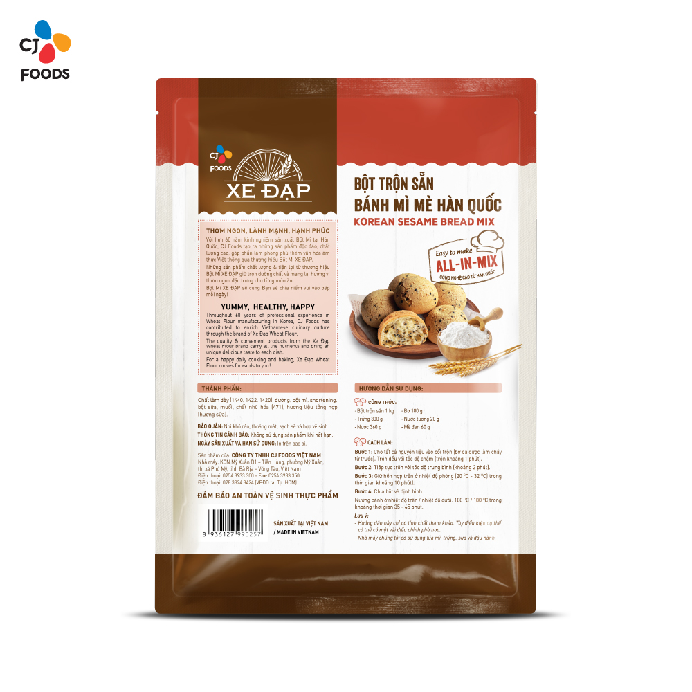 Bột trộn sẵn Bánh Mì Mè Hàn Quốc - 1kg