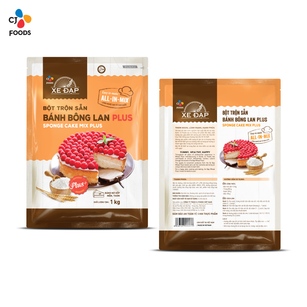 Bột Trộn Sẵn Bánh Bông Lan Plus Xe Đạp - 1 kg