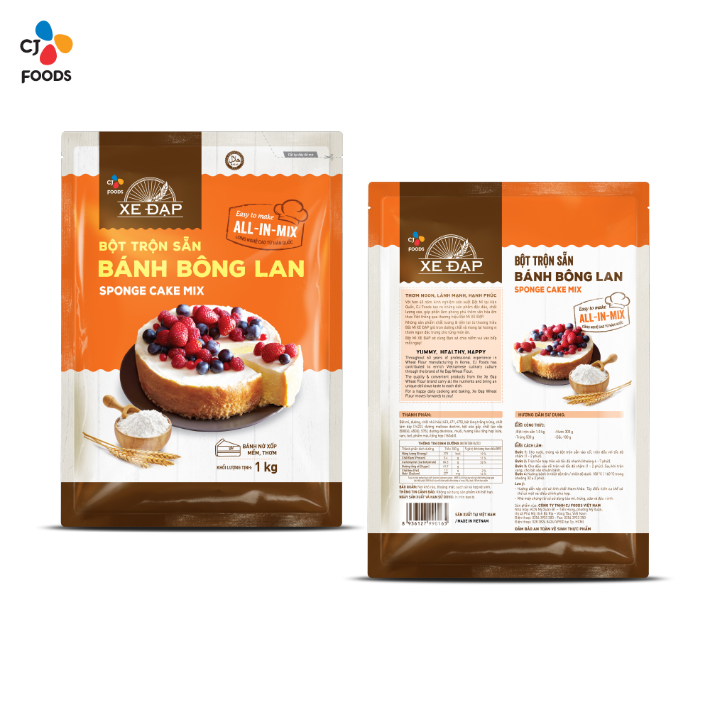 Bột Trộn Sẵn Bánh Bông Lan Xe Đạp - 1 kg