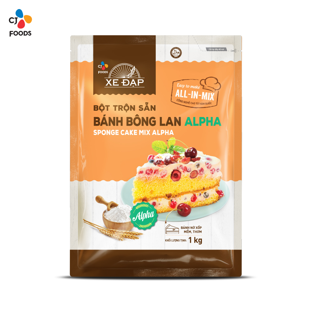Bột Trộn Sẵn Bánh Bông Lan Alpha Xe Đạp - 1 kg