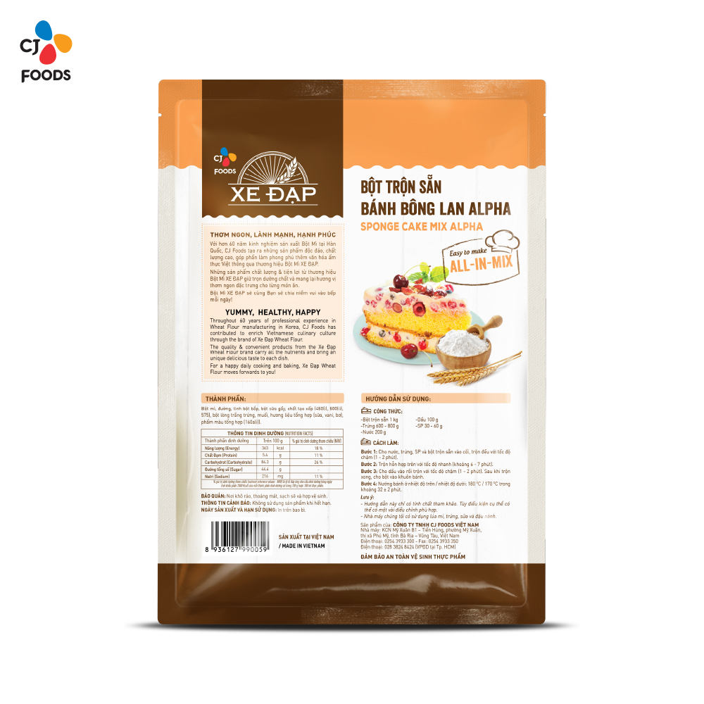 Bột Trộn Sẵn Bánh Bông Lan Alpha Xe Đạp - 1 kg
