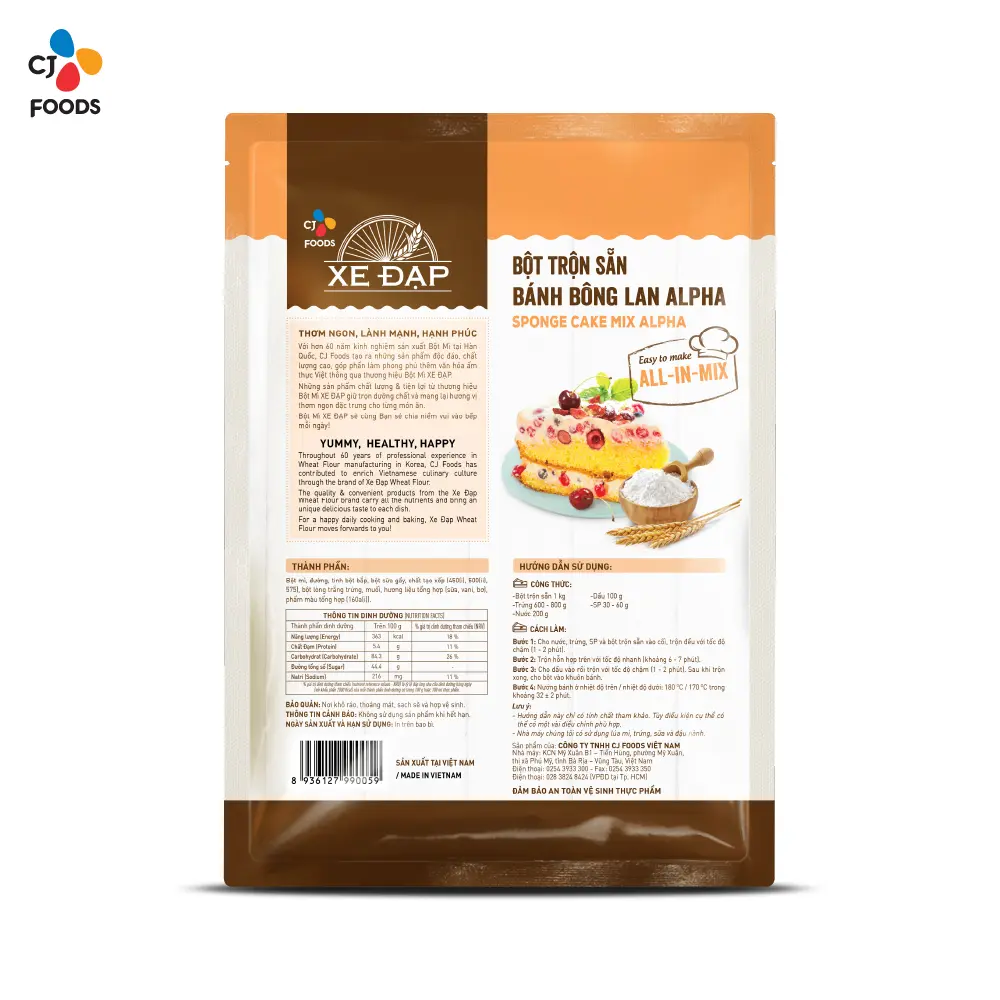 Bột Trộn Sẵn Bánh Bông Lan Alpha Xe Đạp - 1 kg