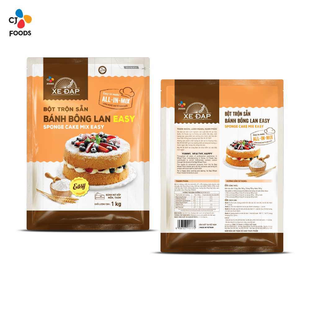 Bột Trộn Sẵn Bánh Bông Lan Easy Xe Đạp - 1 kg