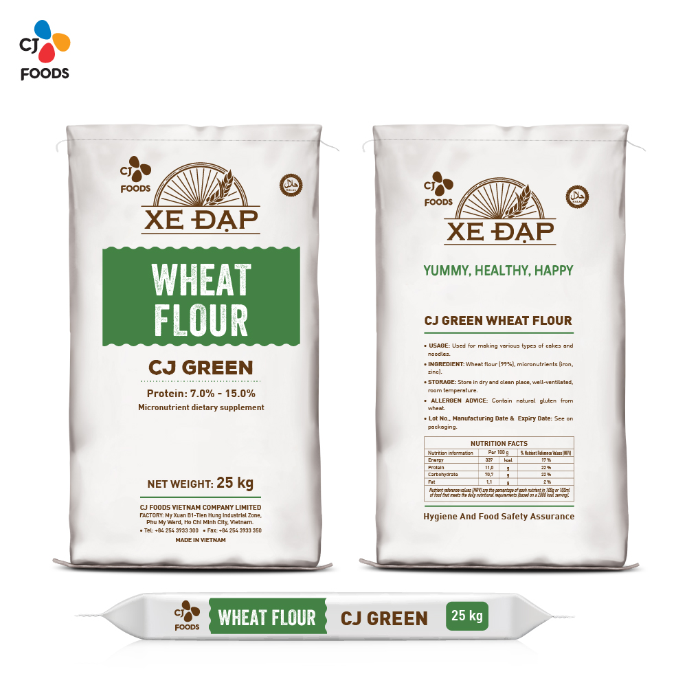Wheat Flour, Green Bag, PP, 25kg