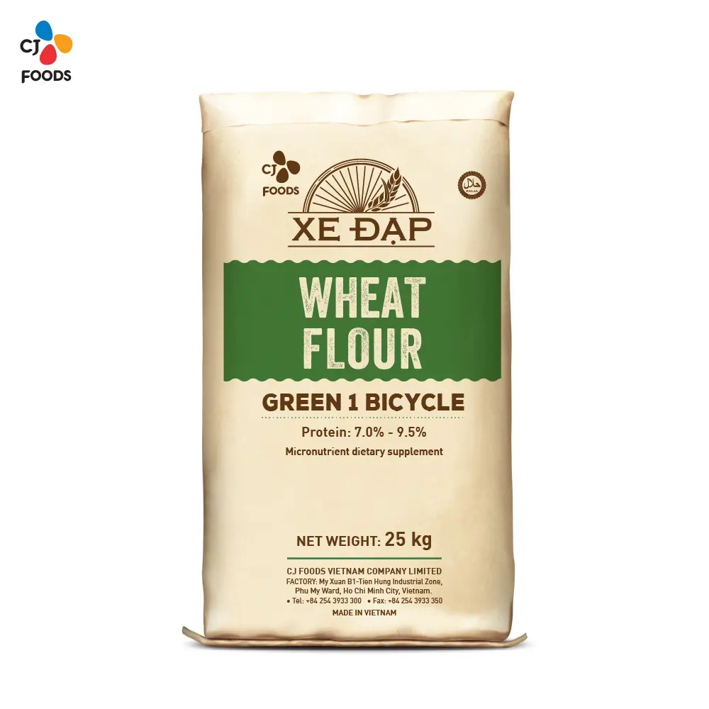 Wheat flour, green, one bicycle bag, paper, 25 kg, 01