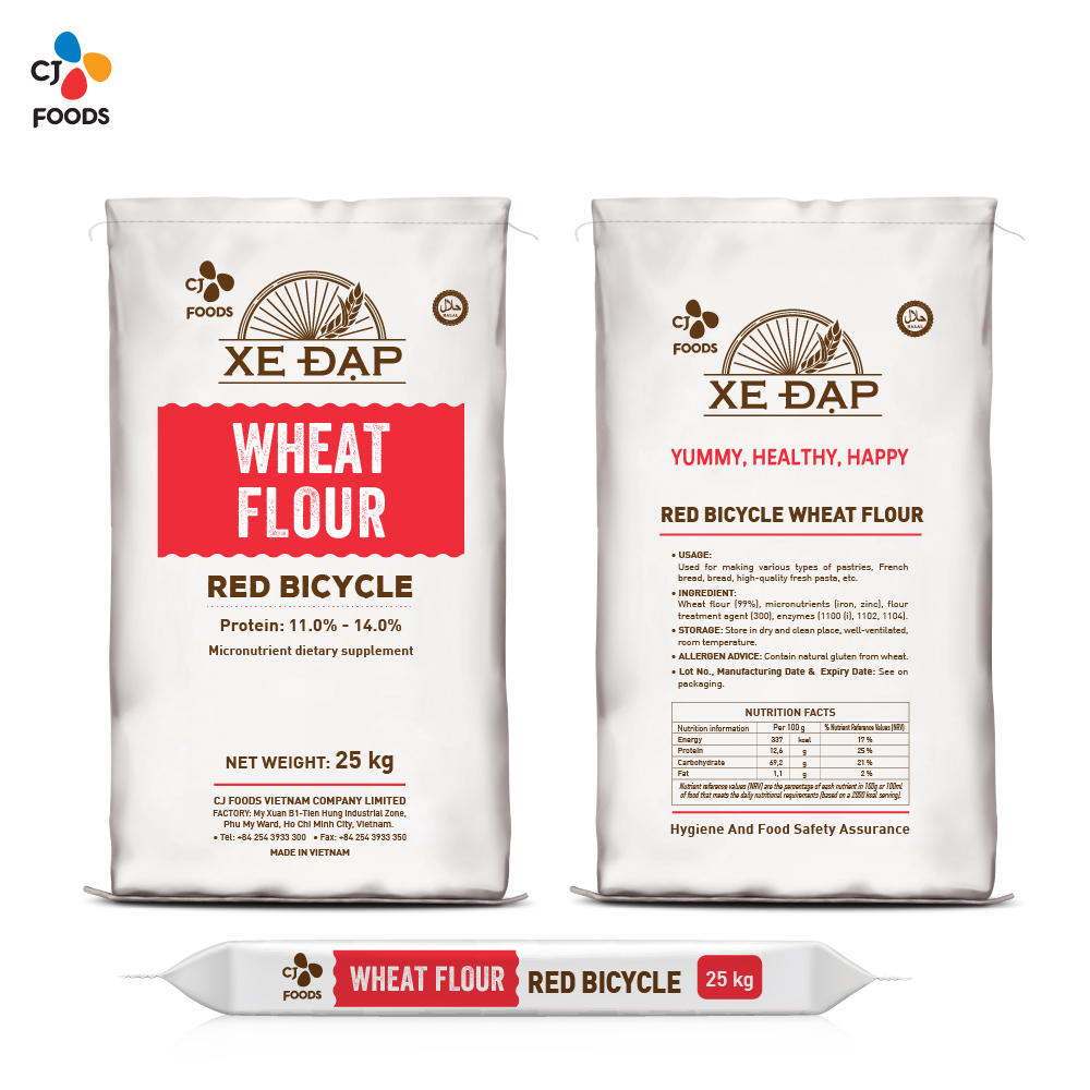 Wheat Flour, Red Bicycle Bag, PP, 25kg