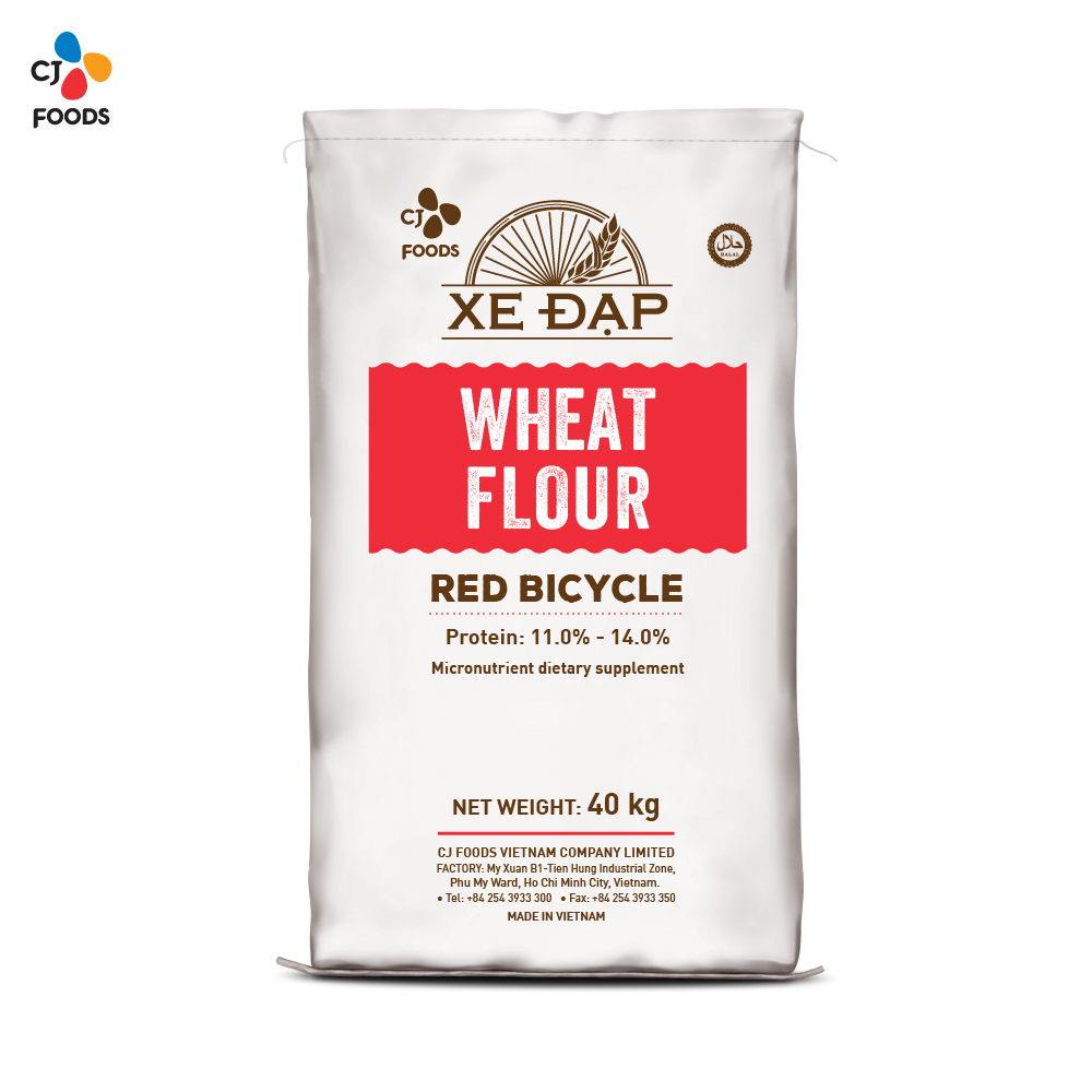 Wheat flour, red bicycle bag, polyethylene, 40 kg, 01